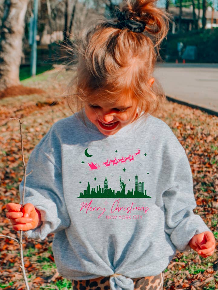 Gia Gifts Boutique - Wholesale Sweatshirt - Kids - YOUTH Preppy Merry Christmas New York City Sweatshirt   0