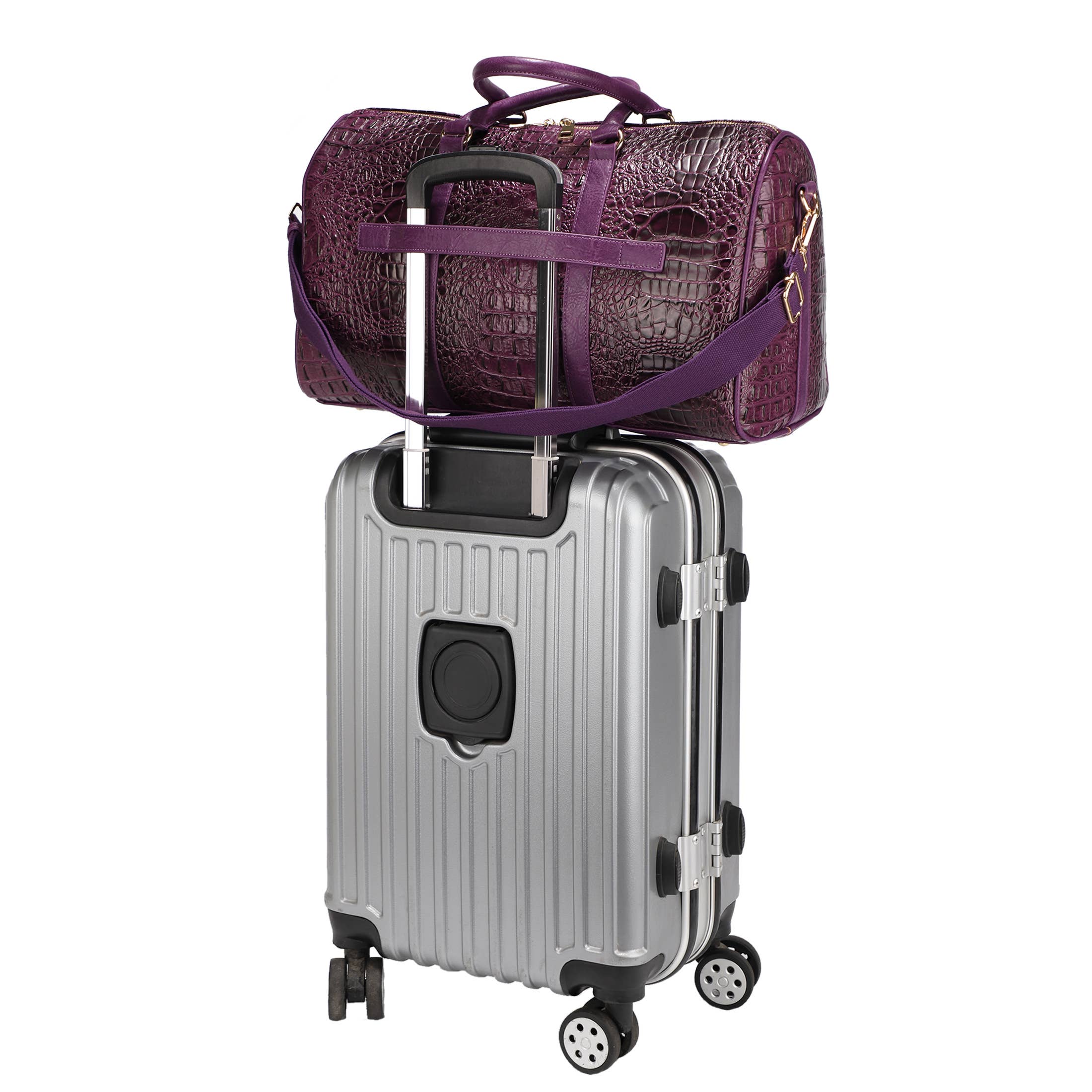 KAYLA+AVA - Wholesale Duffel- en weekendtas - Dames - DUFFLETAS MET TROLLEYMOUW IN KROKOMATERIAAL11