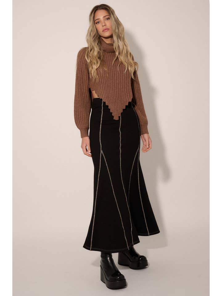 Promesa USA - Wholesale Skirt - Women's - Solid Inverted Seam Flared Maxi Skirt8