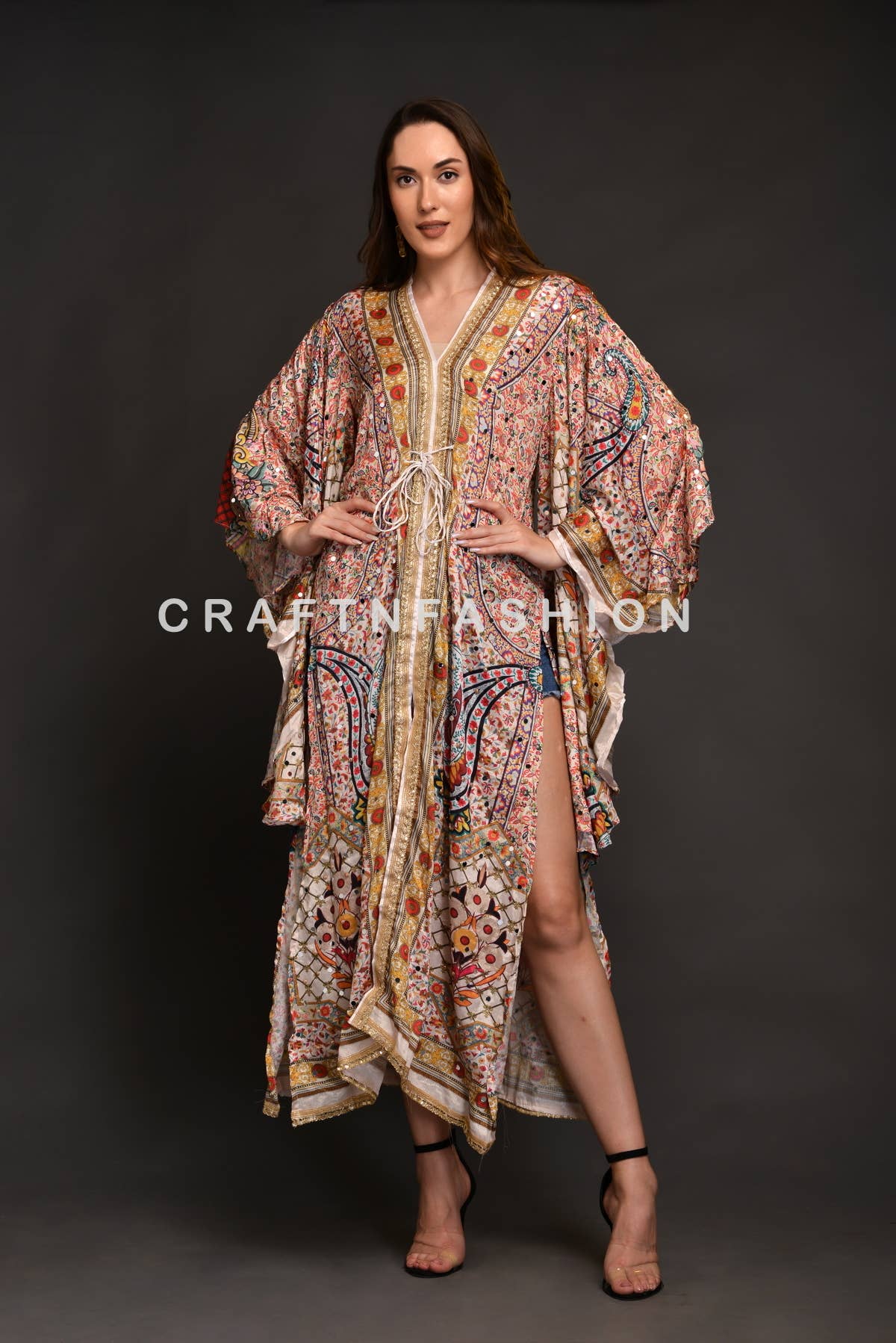 Meghcraft - Wholesale Kaftan - Women's - Designer Silk Bohemian Kaftan Dress2