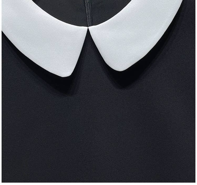 Sort DR855Y Efterårskontrastkrave Figursyet Sort Kjole til Kvinder for engroshandel på Faire5