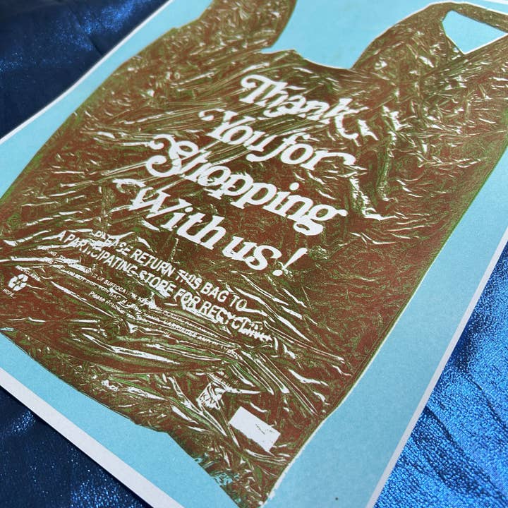 Alex Luciano - Wholesale Art Print - Thank You Plastic Takeout Shopping Bag Risograph Riso Print
