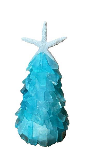 A SEAGLASS CREATION/SALTY SIGNS DESIGNS - Wholesale Christmas Decoration -  Mini Seaglass Christmas Tree No Lights Resin Starfish, 6 in4