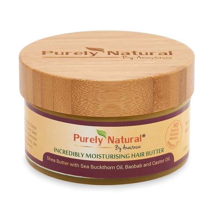 BIOLOGISCHE DUINDOORNOLIE, MARACUJA, BAOBAB & CASTOR OLIE DOORDRENKT IN SHEABUTTER voor wholesale door Purely Natural By Anastasia