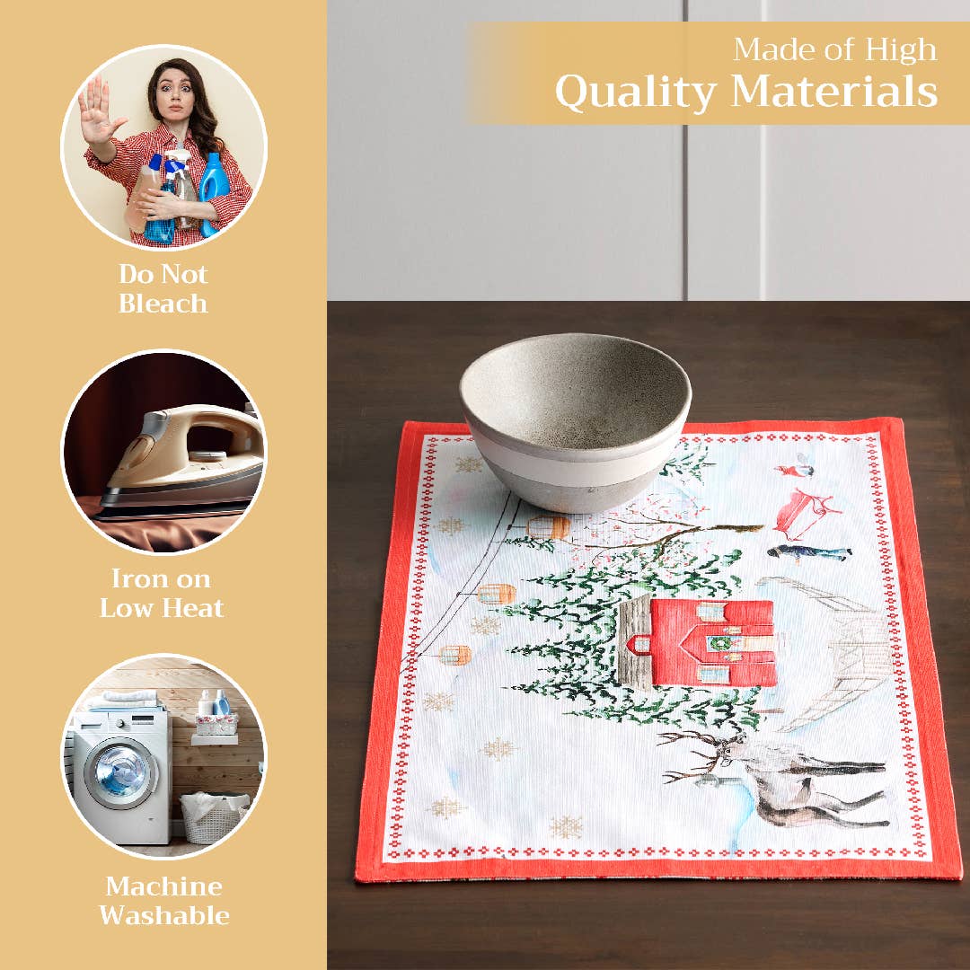 Maison d'Hermine - Design in Every Thread - Wholesale Placemat - Placemats 100% Cotton 13" x 19" - Set of 4 - Rural Christmas2