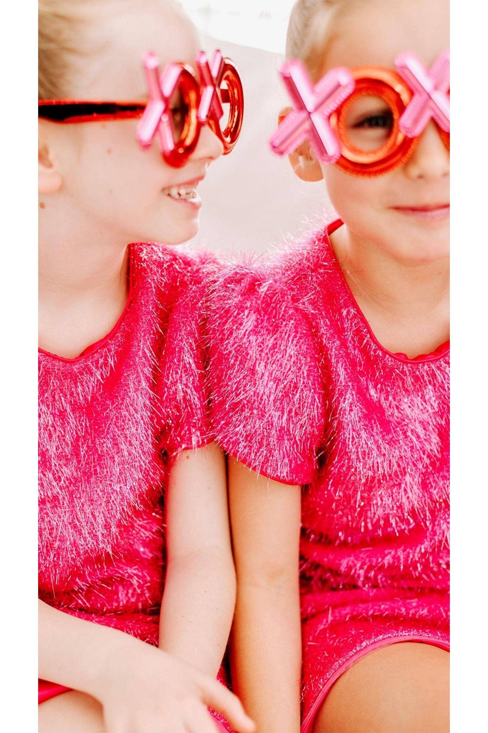 Three Wildflower Designs - Wholesale Top & Skirt Set - Kids - Pink Sparkle Tinsel Set6