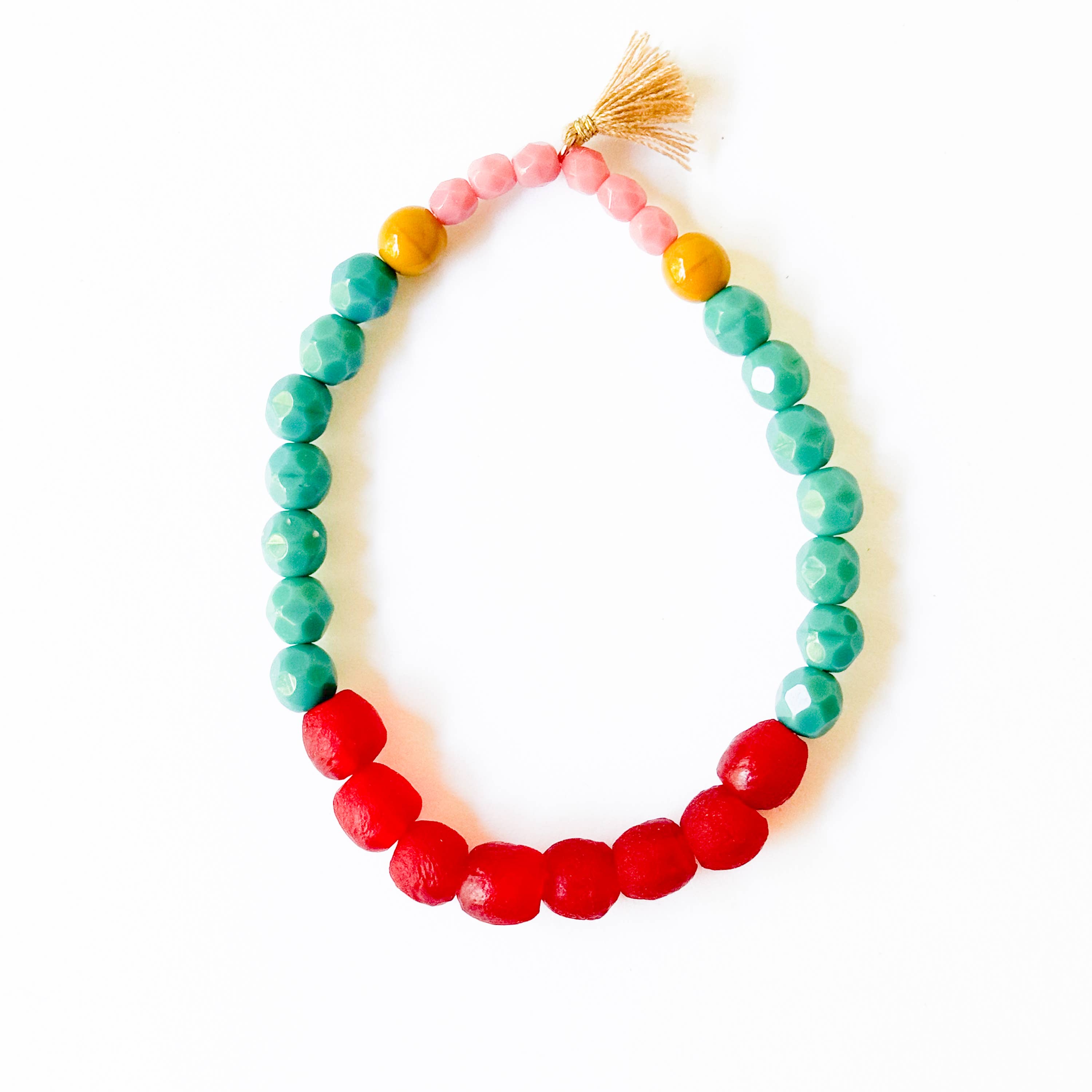 Nest Pretty Things - Vente Bracelet de perles - Bracelet en verre africain recyclé multicolore et perles mélangées 11