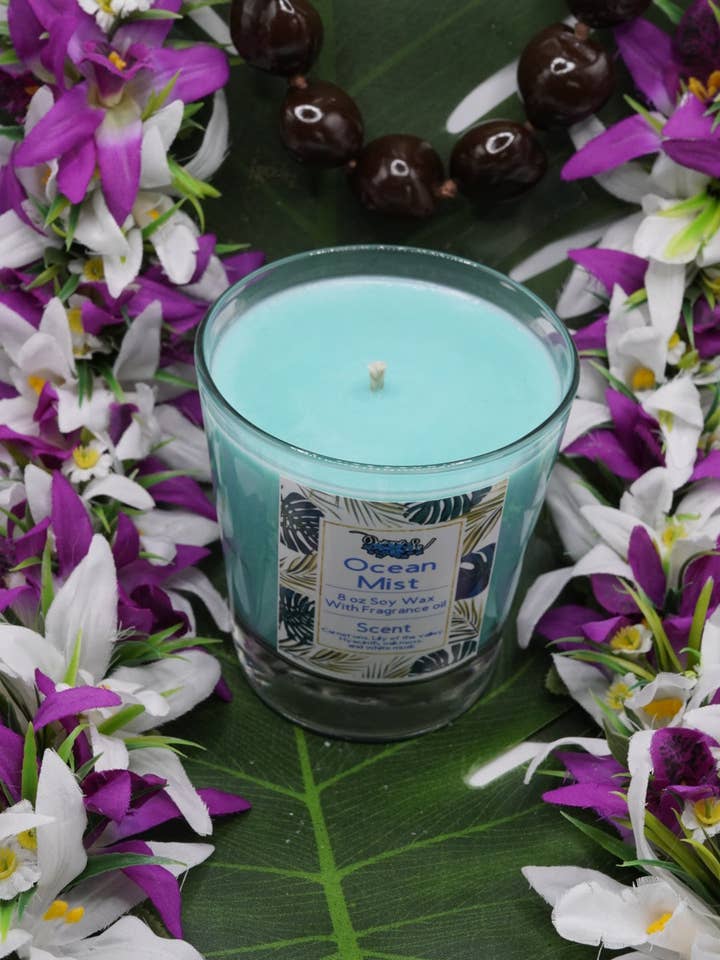 Bocal en verre à mèche de coton Ocean Mist, 8 oz pour la vente par Ohanale