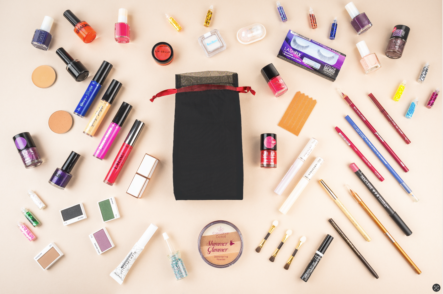 My Wholesale Warehouse – Engroshandel Kosmetiktaske – Glamza 10stk Lucky Dip Organza Sort Skønhedstaske1