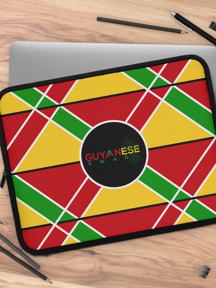 Guyanese Swag Abstract Ice Gold Green Laptop Sleeve for wholesale by Guyanese Swag