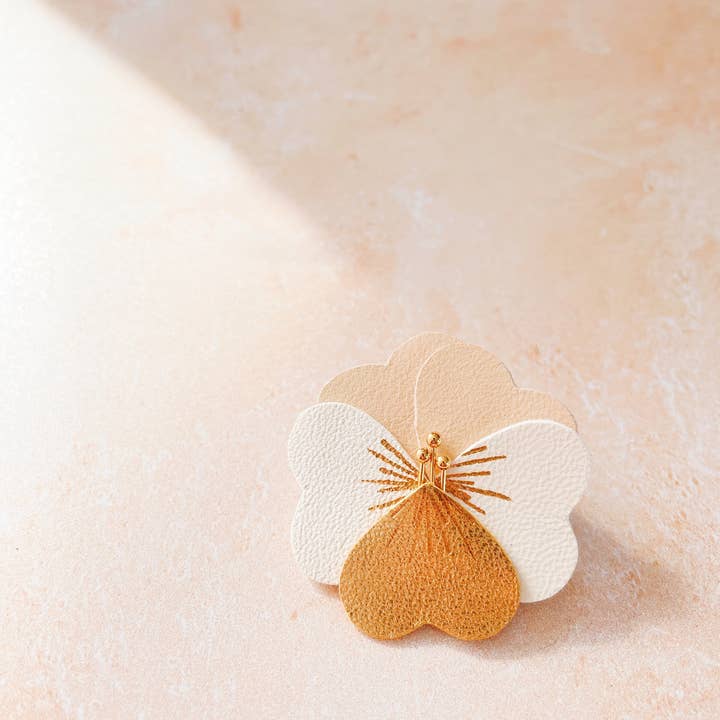 du vent dans mes valises - Wholesale Brooch - Elegant thoughtful handmade brooch, upcycled leather flower1