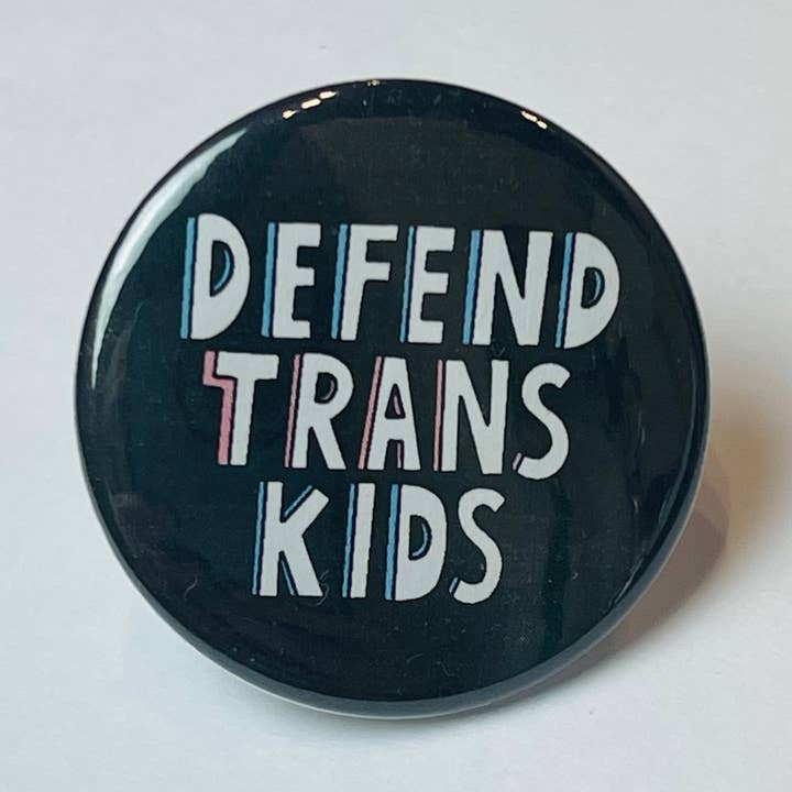 Defend Trans Kids Button for wholesale by Culture Flock