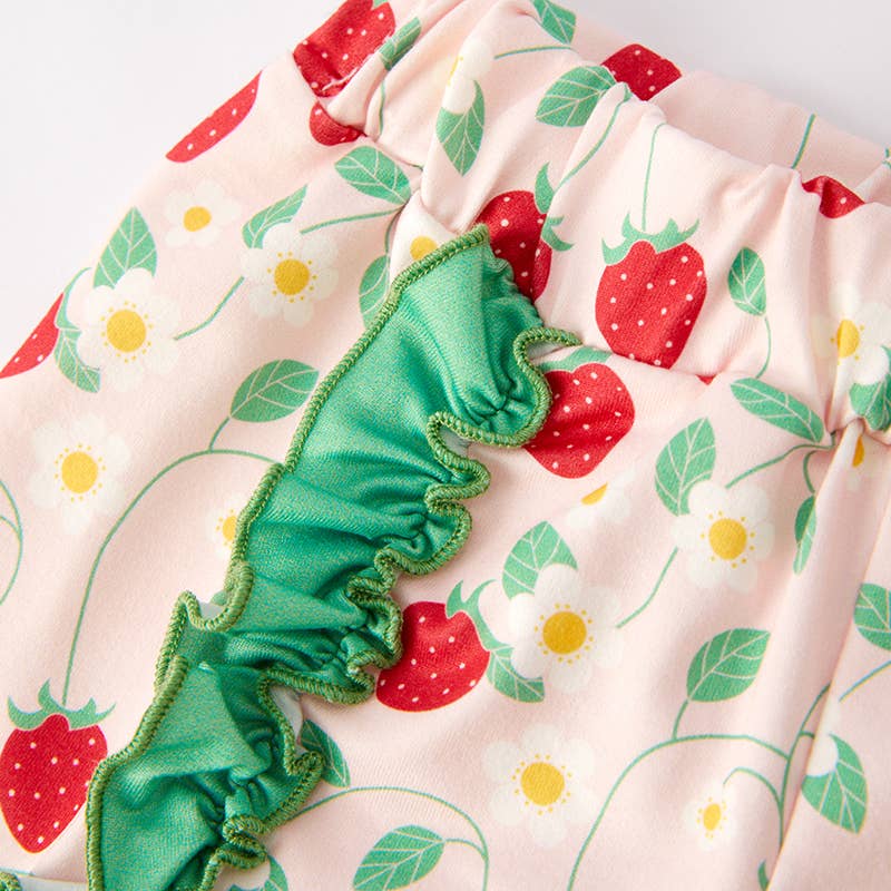 Auraquise - Vente Ensemble haut et short – enfant - Ensemble court d'été pour filles "Saison des fraises" avec broderie2