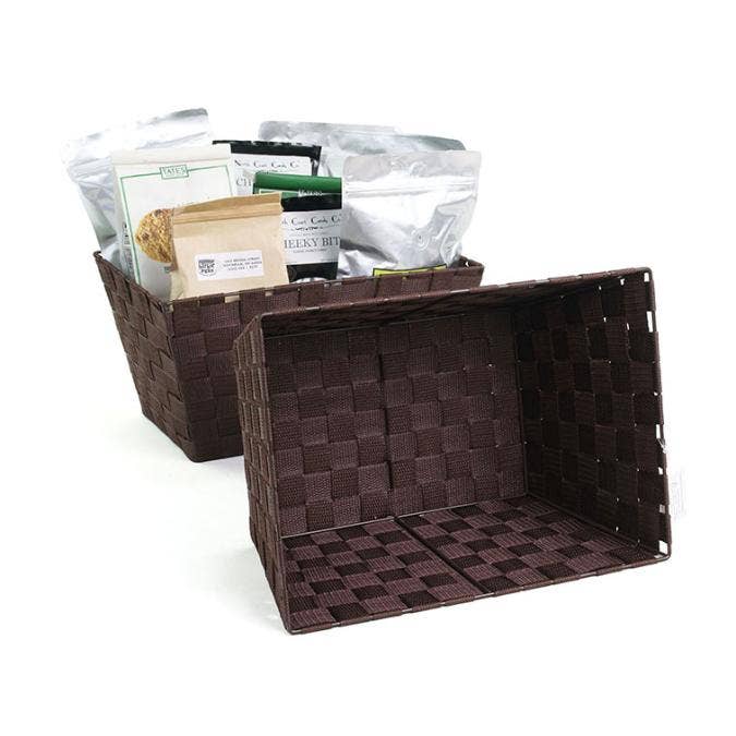 14"  Woven Strap Basket Rectangle- Three Colors for wholesale by Buhi Imports