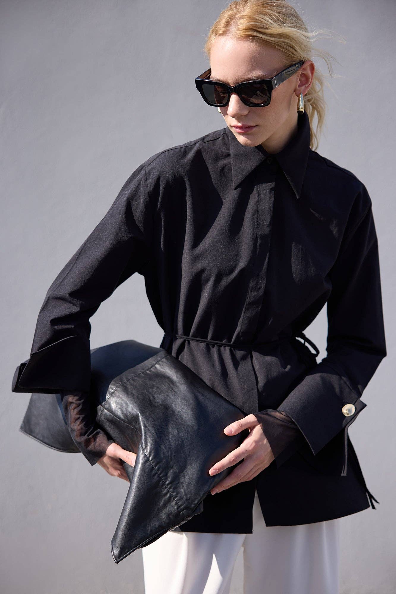 Siyah POPLIN SHIRT WITH WIDE CUFF for wholesale on Faire0