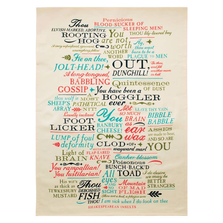 Unemployed Philosophers Guild - Wholesale Tea Towel - Shakespearean Insults Towel1