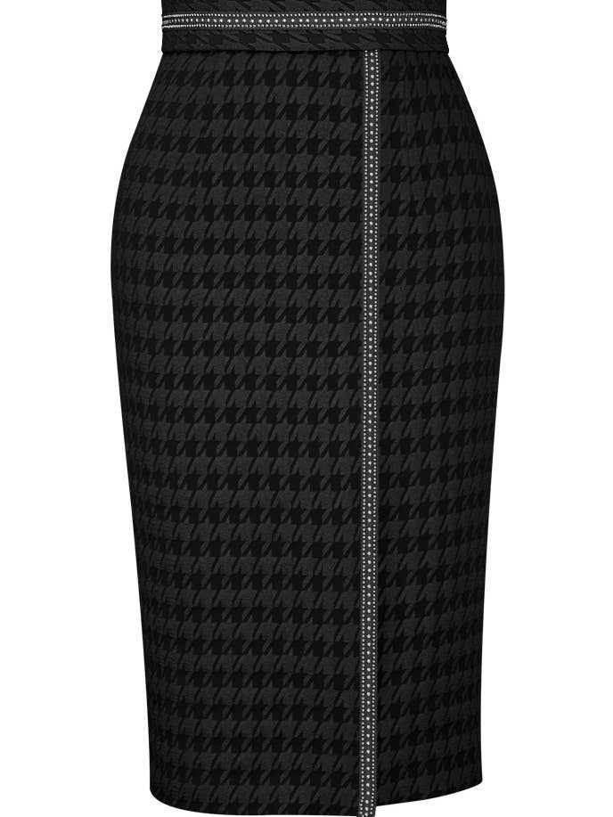 Chic Star Plus Storlek Präglad Jacquard Trim Kjol I Svart 0 för wholesale av CHIC STAR