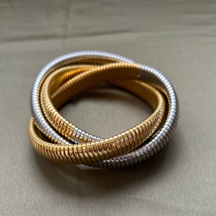 Sahira Jewelry Design - Wholesale Link & Chain Bracelet - Infinity Multi Layered Bracelet Two-Tone