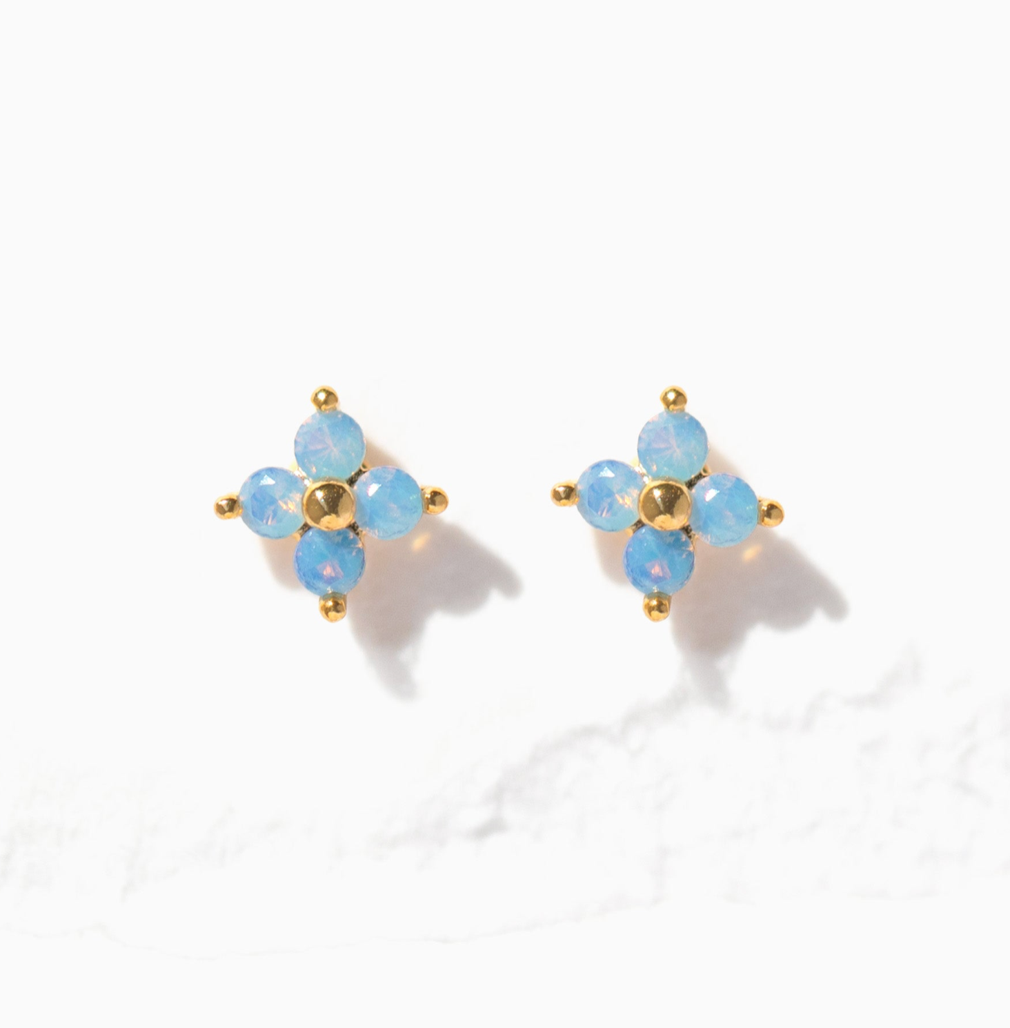 Girls Crew - Wholesale Stud/Post Earrings - Teeny Tiny Blue Blossom Studs6