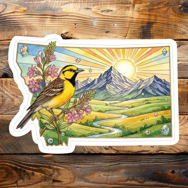 Montana Stained Glass Vinyl Sticker - State Sticker for wholesale by Sticky Sticker Guy