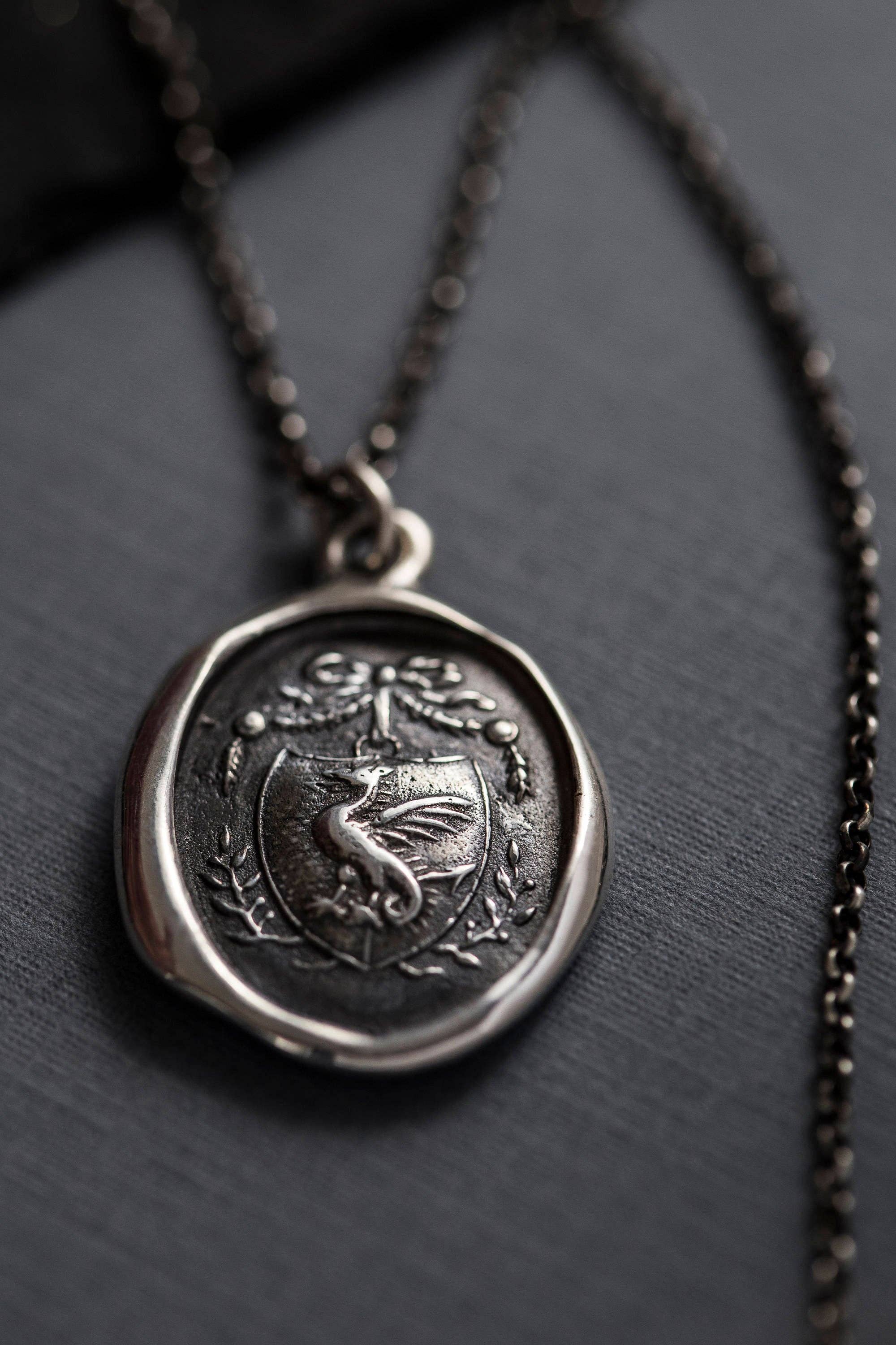 Plum and Posey – Colar pingente/pendente por atacado – Colar selo de cera Dragons Crest4