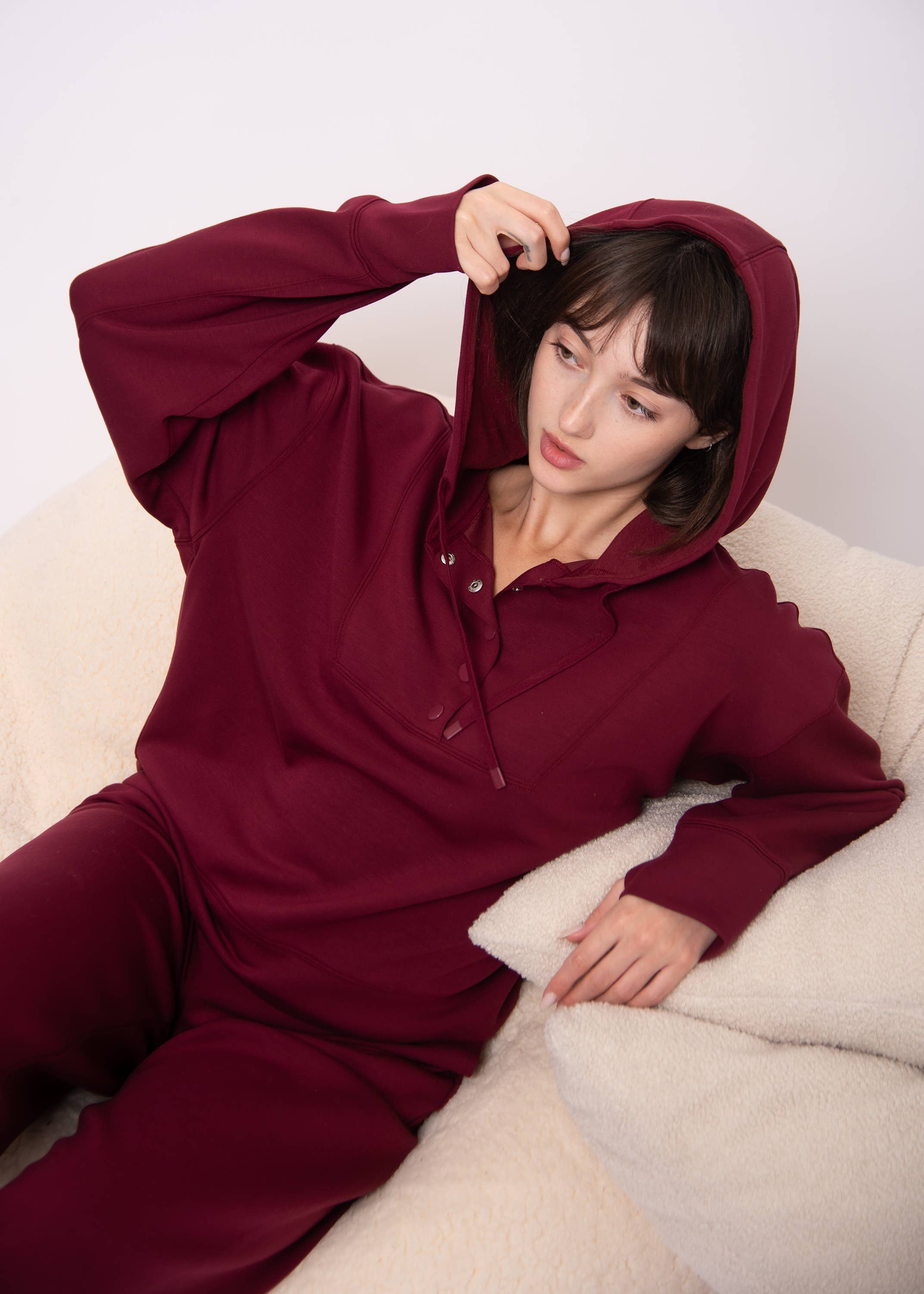 RD Style - Wholesale Hoodie - Women's - SALLIE SOFT KNIT LS SNAP FRONT HOODIE-77T247S4