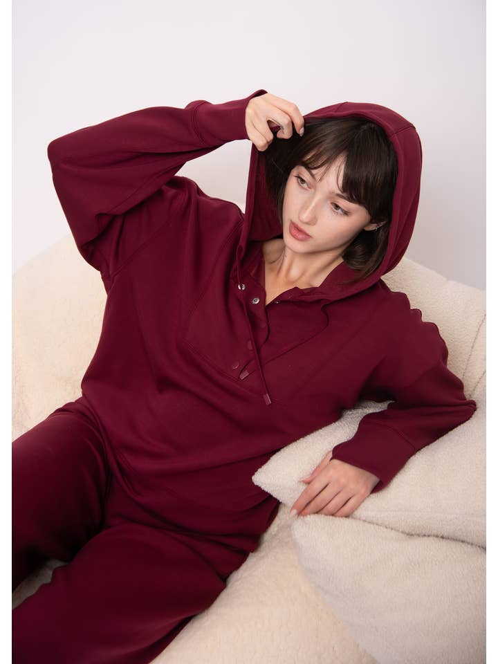 RD Style - Wholesale Hoodie - Women's - SALLIE SOFT KNIT LS SNAP FRONT HOODIE-77T247S4