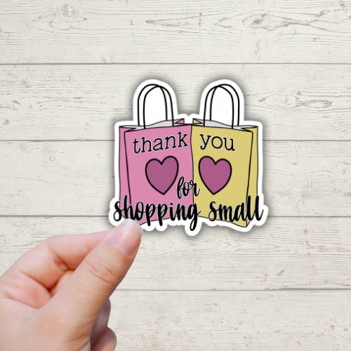 Thank You For Shopping Small, Shopping Bag Stickers for wholesale by Forest Crafts