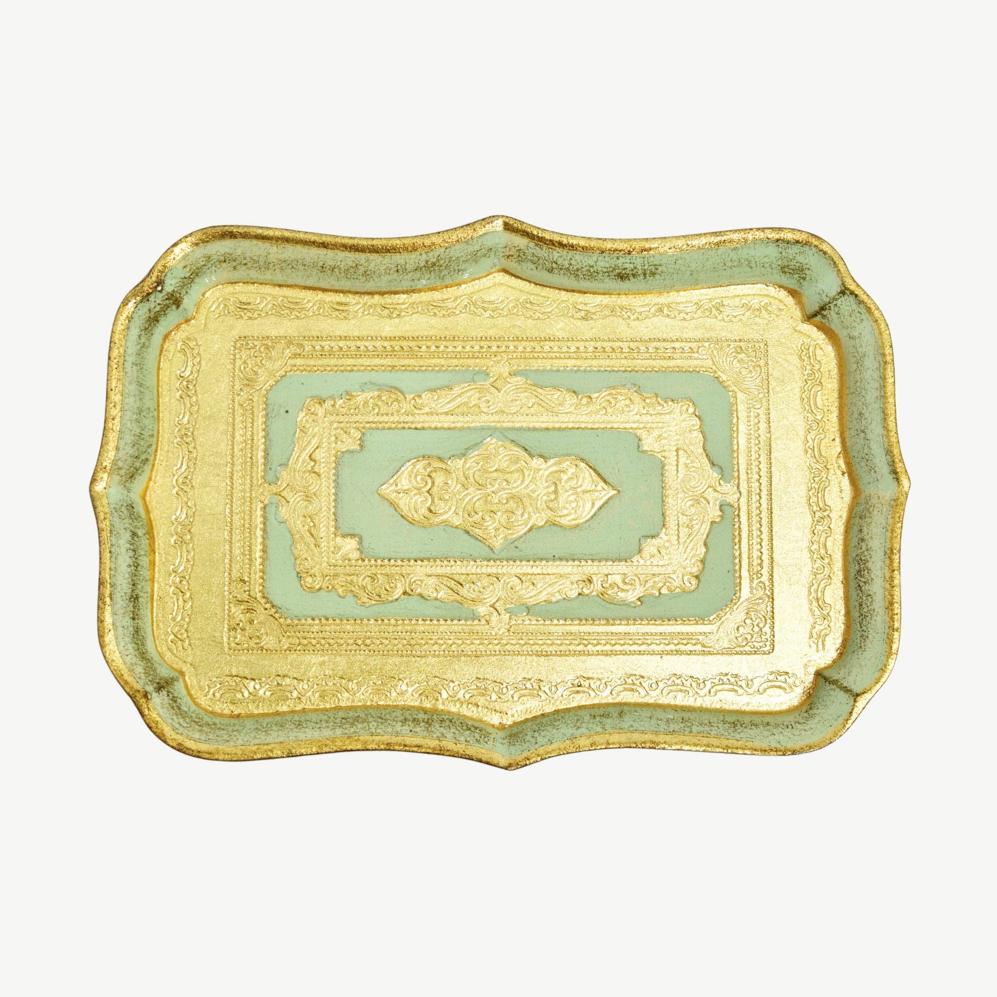Via Graceffo - Wholesale Decorative Tray - Florentine Carved Wood Rectangle Scalloped Mini Tray3