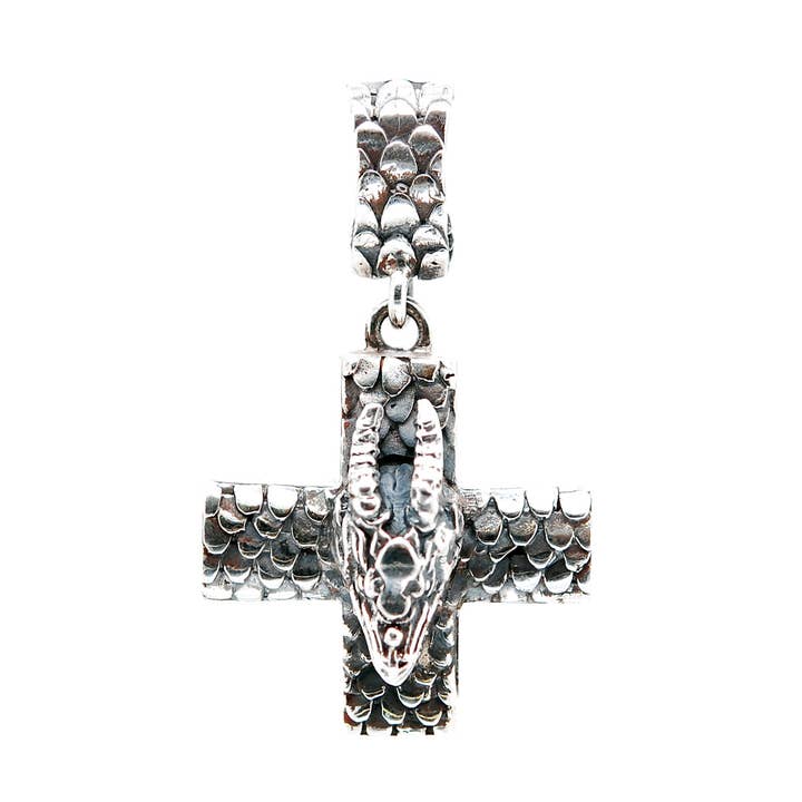 Colgante de plata con forma de cruz griega con escamas de dragón para venta al por mayor de ElfCraft