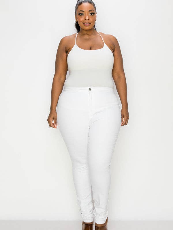 8253P Casual Curvy Plus-Size White Skinny Jeans for wholesale by The Map Jeans