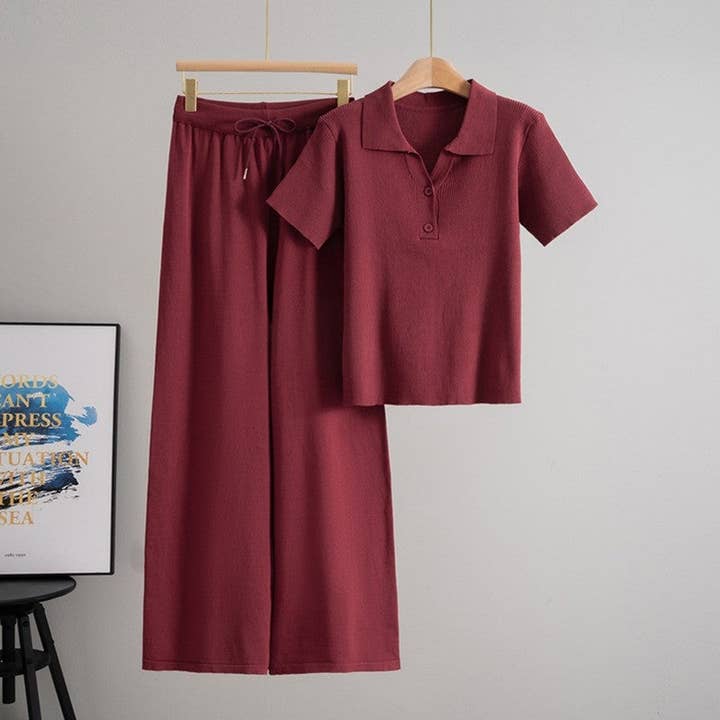 UZ Wholesale Store – Engroshandel Loungesæt - Dame – Polohals Strik To-delt Sæt