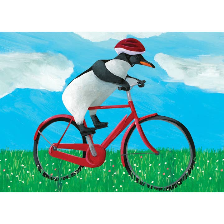 Penguin Bike Mini Blank Card for wholesale by Allport Editions
