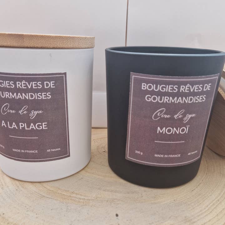 Rêves de gourmandises - Wholesale Jar/Filled Candle - Candle with wooden wick, white or black pot