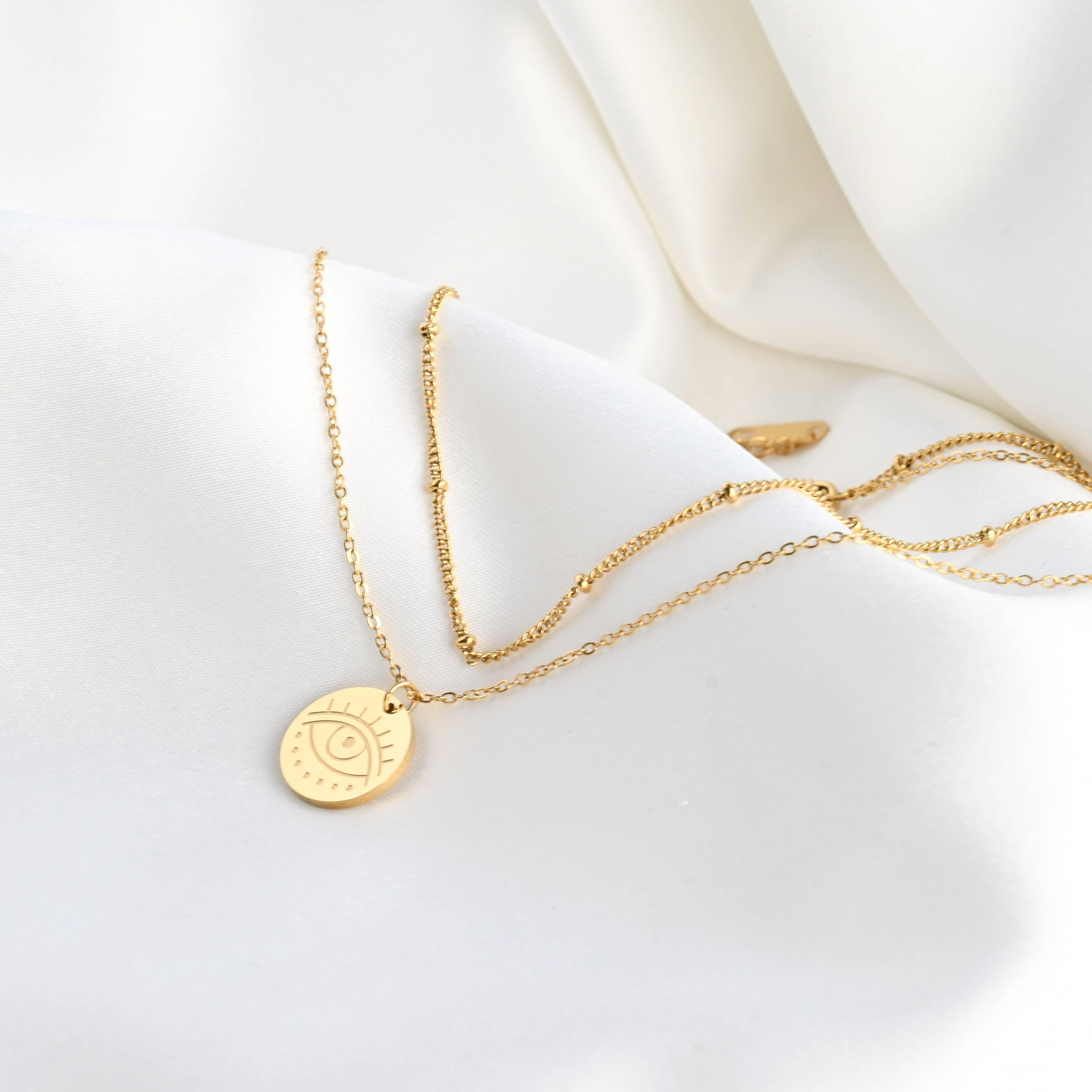 Blueyejewelry - Wholesale Pendant/Charm Necklace - Evil Eye Necklace - 18k Gold Layered Satellite Necklace 5