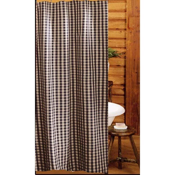 Heritage House Check Shower Curtain Black for wholesale by Home Collections by Raghu