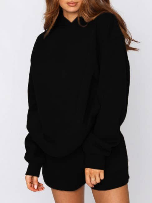 Rosa Clothing - Wholesale Lounge Set - Women's - basic loose hoodie & drawstring short 2 piece set4