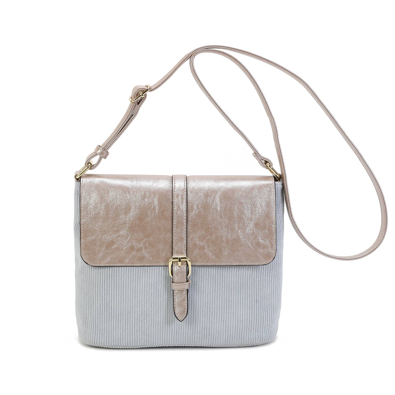 INES DELAURE - Wholesale Shoulder Bag - Women's - Corduroy shoulder bag trimmed with PU12