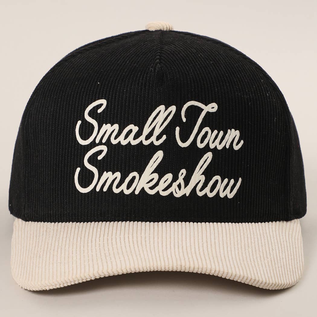 Fashion City - Wholesale Trucker Hat - Unisex - SMALL TOWN SMOKESHOW Heat Press Corduroy Trucker Hat 3