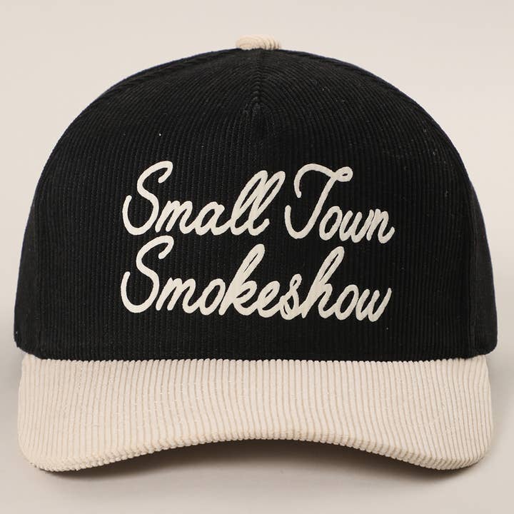 Fashion City - Wholesale Trucker Hat - Unisex - SMALL TOWN SMOKESHOW Heat Press Corduroy Trucker Hat 3