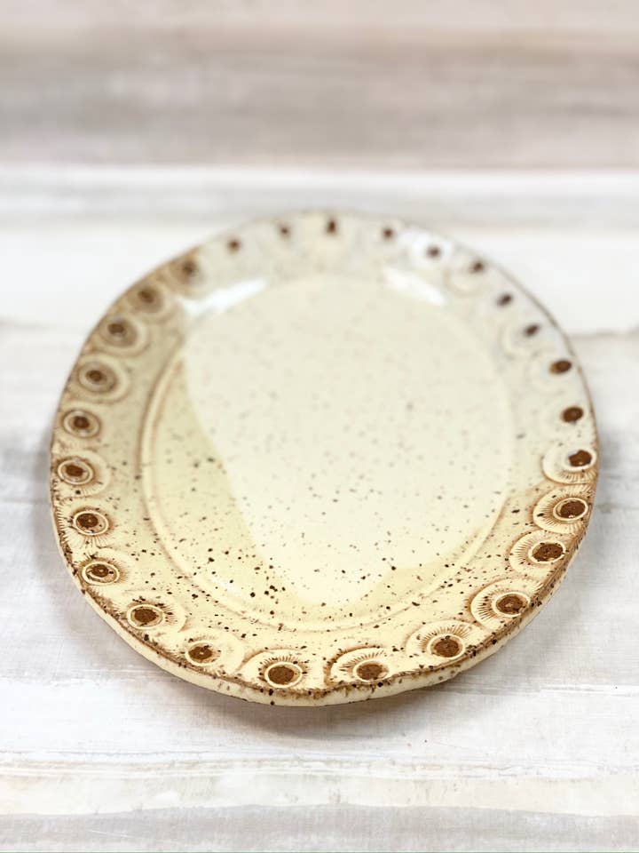 Bandeja de servir oval por atacado de Bari Moss Ceramics