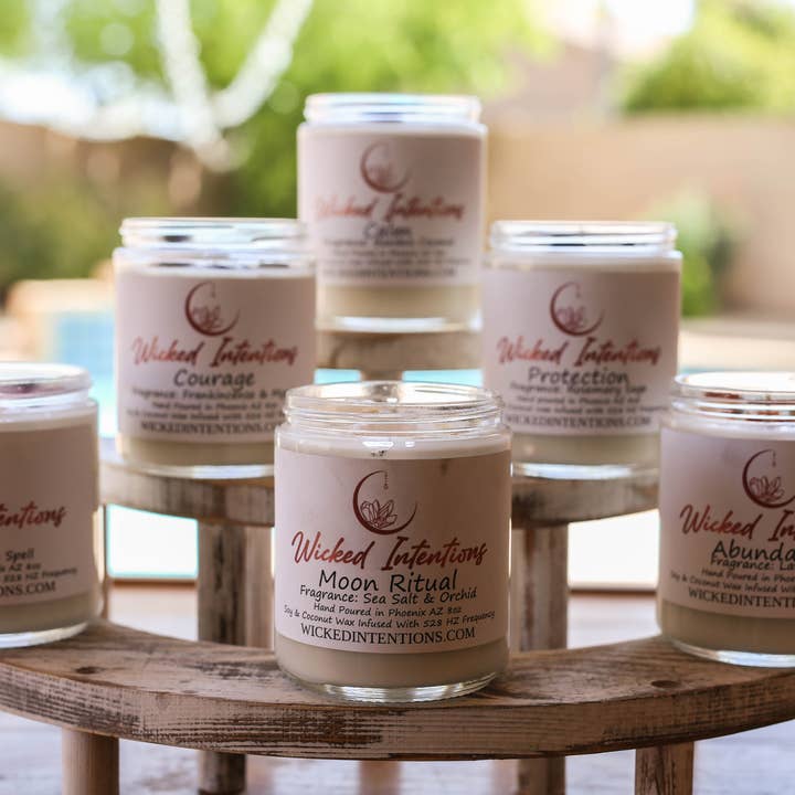 Wicked Intentions Gifts LLC - Wholesale Jar/filled candle - Intention Crystal Candles Full Set 8oz2