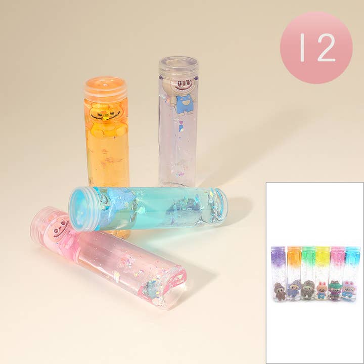 12ST Labubu Monster Bunny Karakter Glitter Buis Slijm Speelgoed voor wholesale door Sensibling Corp.