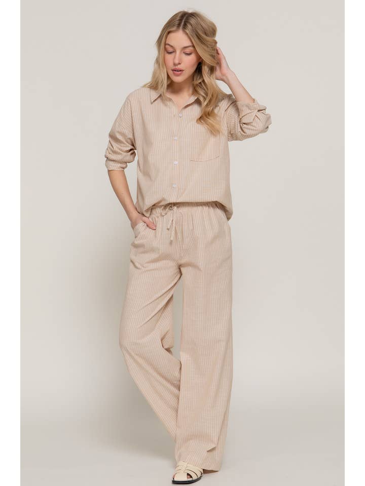 Active Basic | Active USA – Großhandel Hemd mit Button-down-Kragen – Damen – Langärmliges Button-Down-Hemd mit Y/D-Streifen aus Gaze4