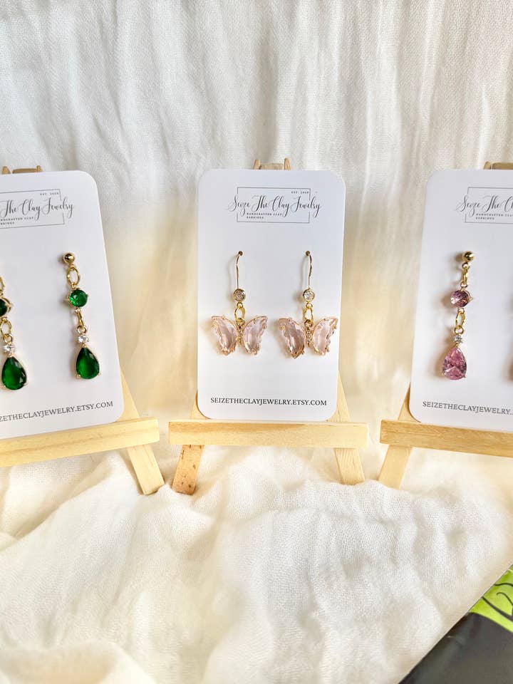 Brincos de Lágrima de Vidro, Brincos de Borboleta por atacado de SeizeTheClayJewelry