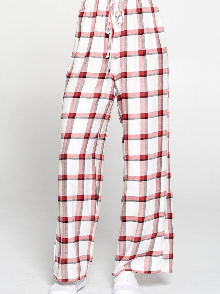 Calças de pijama com estampa xadrez feita nos EUA por atacado de Renee C.