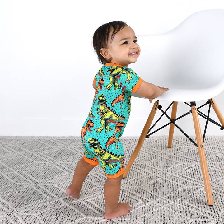 Gigi and Max - Wholesale Jumpsuit - Baby - Drew Dino SHORTY ZIP Bamboo Baby Summer Sleepies Little
