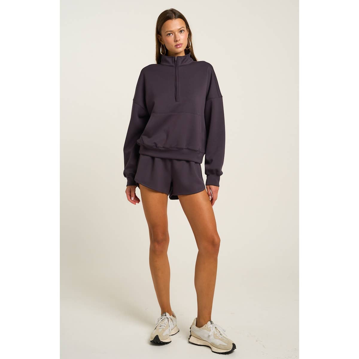 The GREii - Wholesale Sweatshirt - Women's - Mock Neck Half Zip Up Sweatshirt14