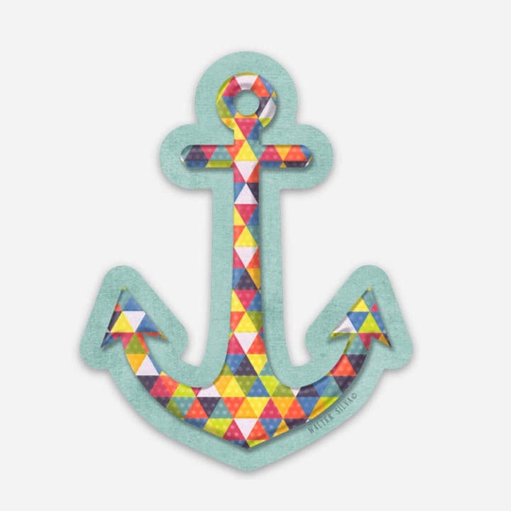 Rainbow Anchor Permanent Vinyl Sticker for wholesale by Silva Ware By Walter Silva