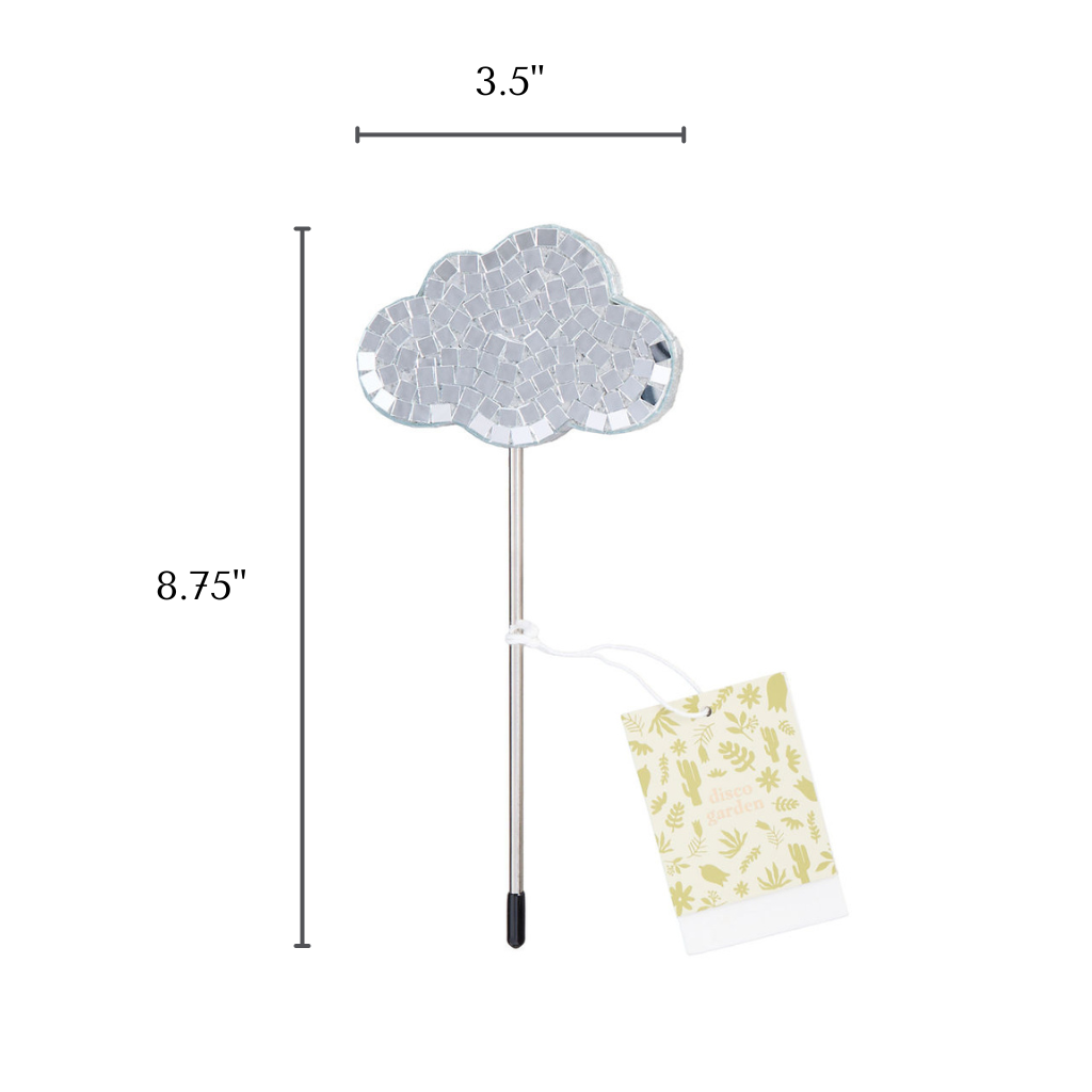 Paloverde Botanicals - Vendita all'ingrosso Paletti da giardino/prato - Disco Cloud - Picchetto decorativo a forma di nuvola con palla da discoteca3